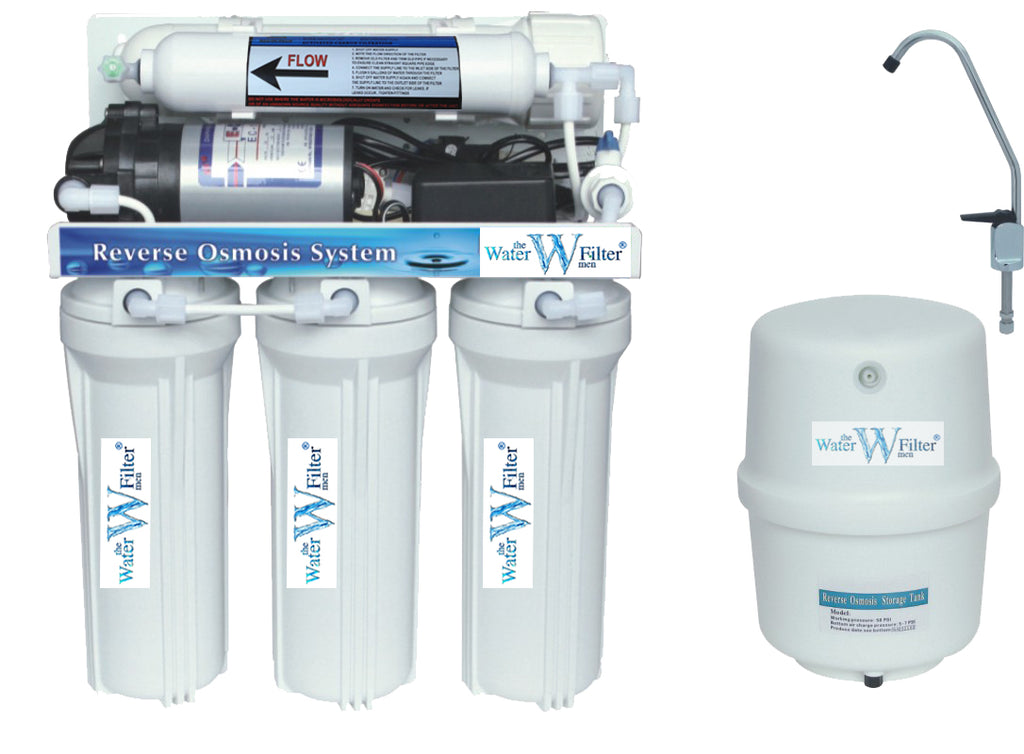 Sistema de filtro de agua de ósmosis inversa de 5 etapas bombeado RO -  Hombres del filtro de agua