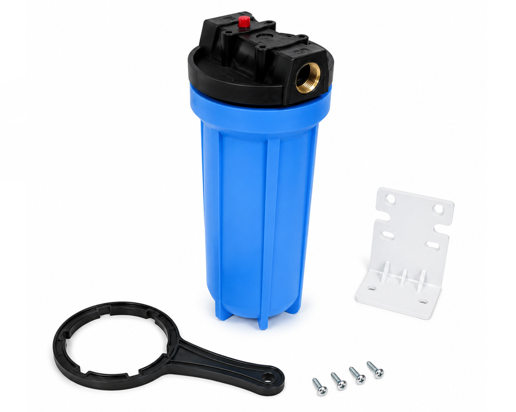 10” Water Filter Housing 3/4” Ports (Blue or Clear Bowl with Brass Ports)